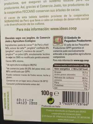 Chocolate Negro Jengibre