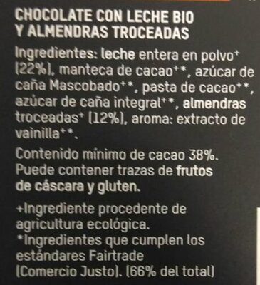 38% Chocolate con Leche, Almendras Troceadas