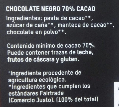 70 % cacao tableta de 100 gr. IO