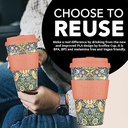 14oz 400ml William Morris Reusable Eco-Friendly 100% Plant Based Coffee Cup - Melamine Free & Biodegradable Dishwasher/Microwave Safe Travel Mug, Stra