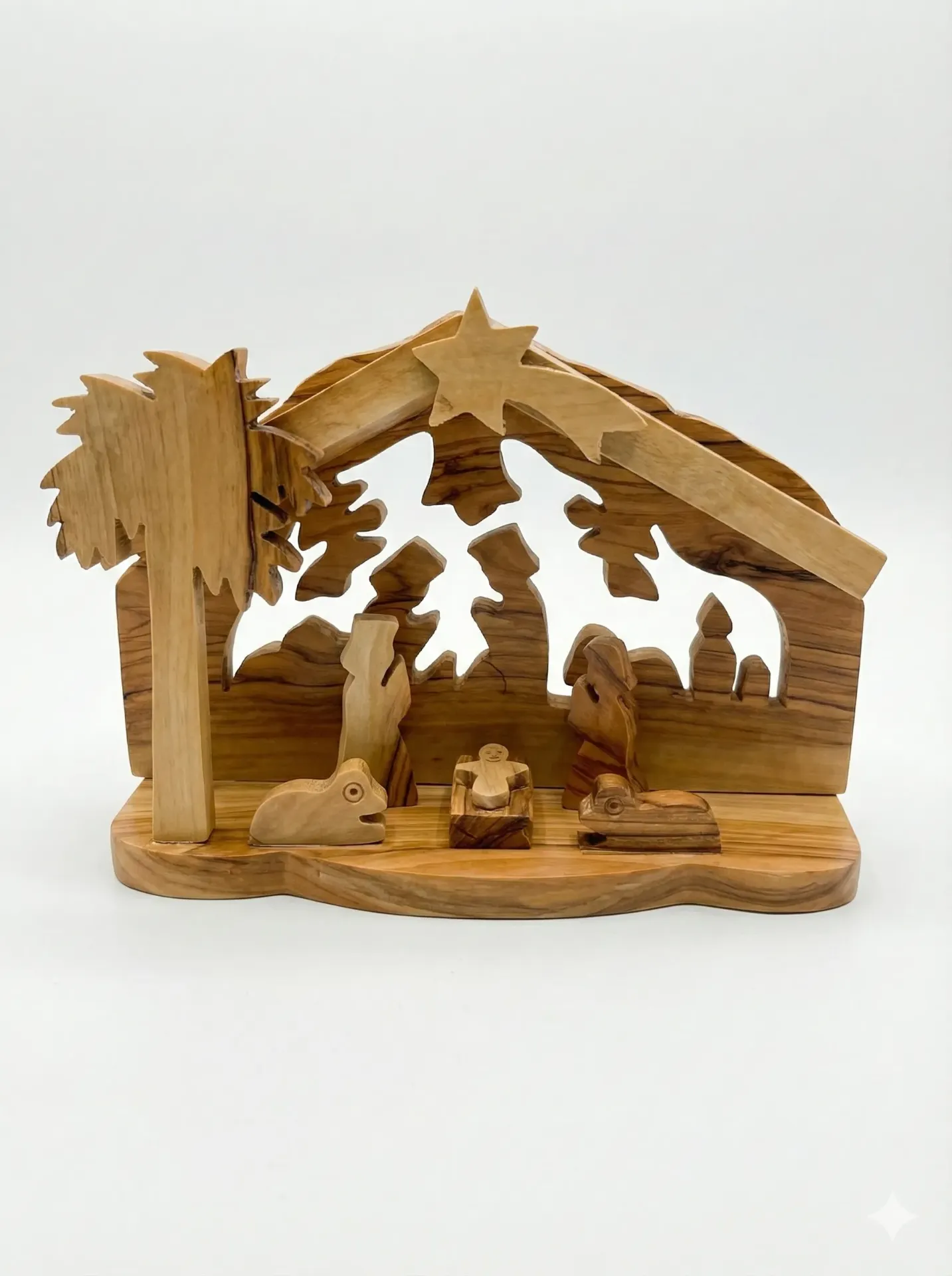 Belén Artesanal de Madera de Olivo - Origen Palestina