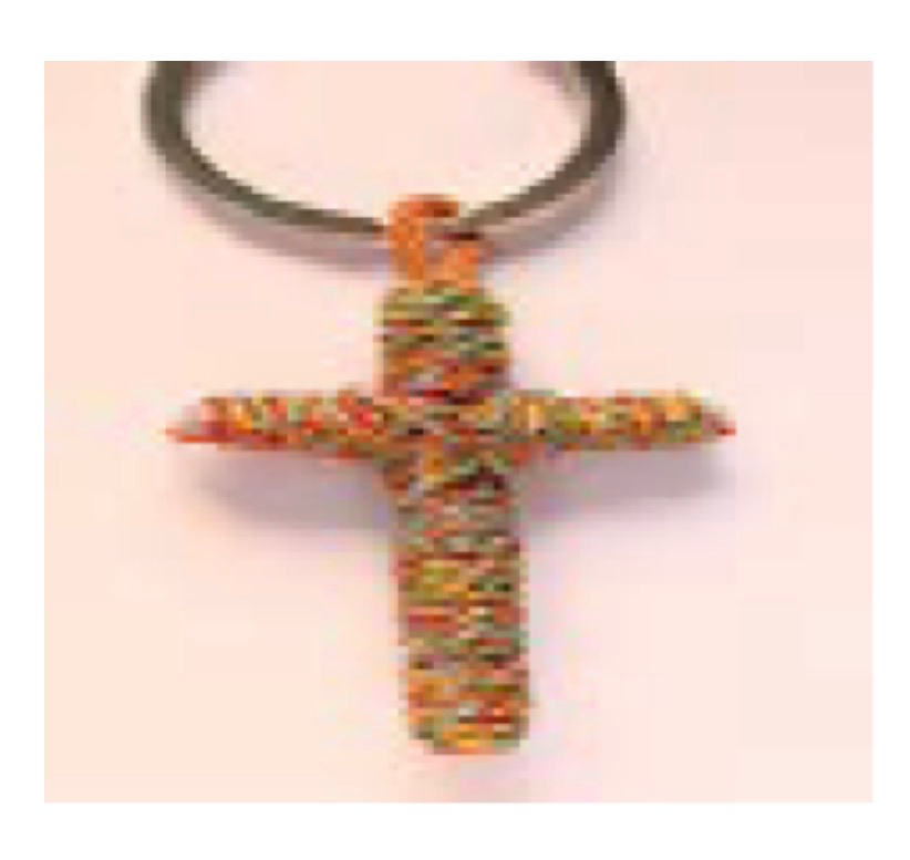 Llavero con Cruz Yute. color, Multicolor