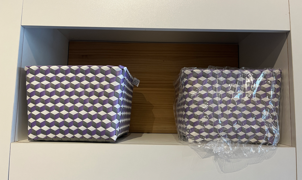 Cesta Cuadros Gris/Morado. Vietnam