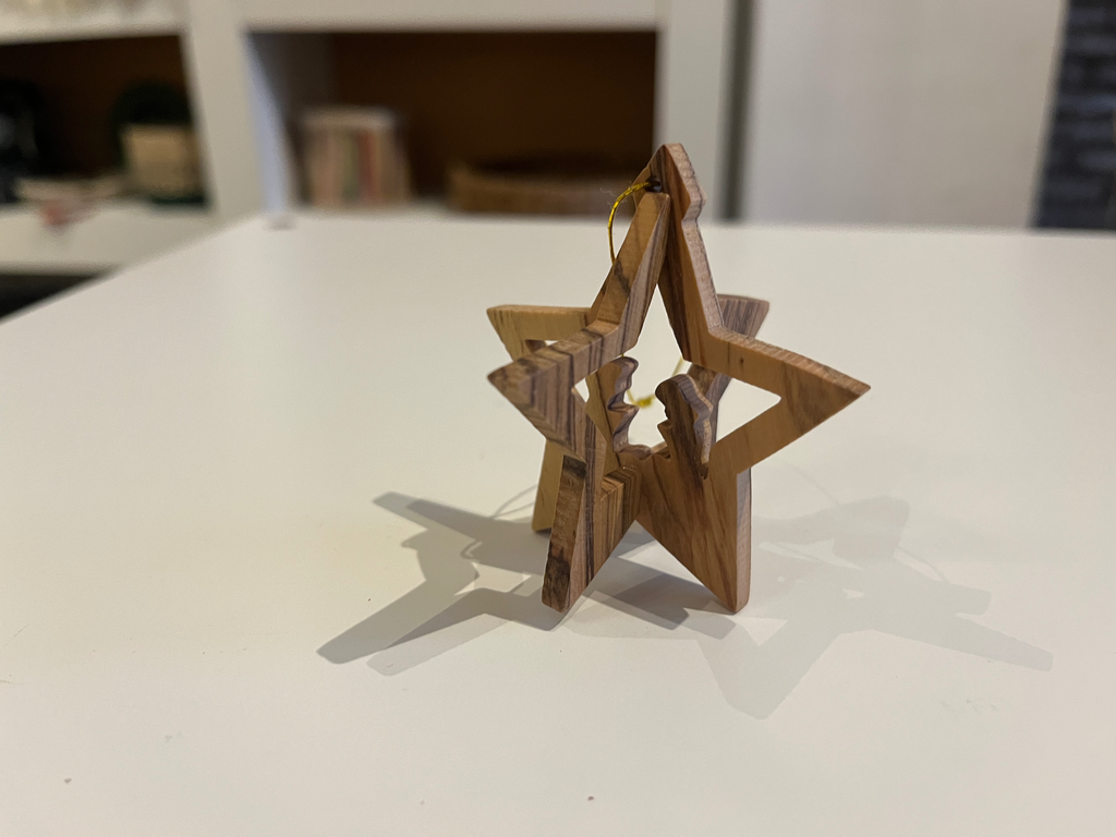 Belen estrella colgar. Madera de Olivo Palestina
