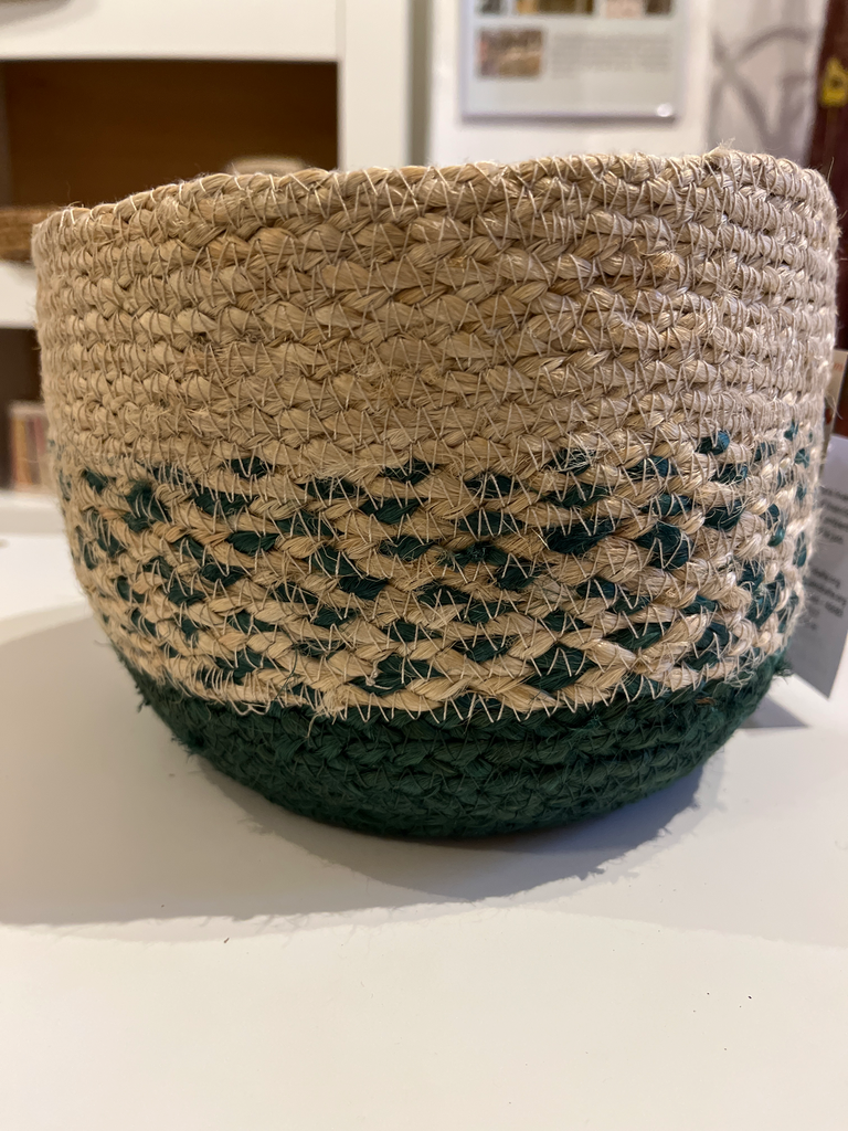 Cesto yute natural y verde
