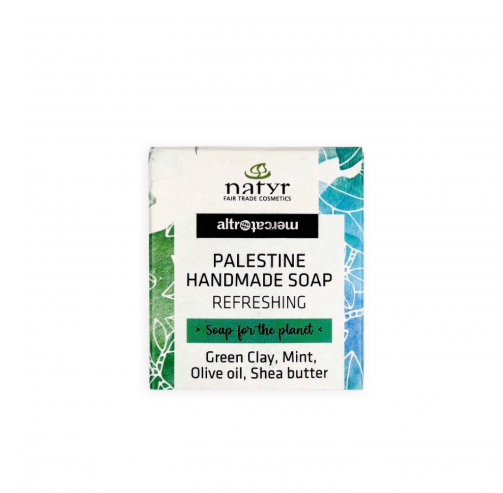 Jabón artesanal Palestina de arcilla verde,menta,aceite oliva y karité