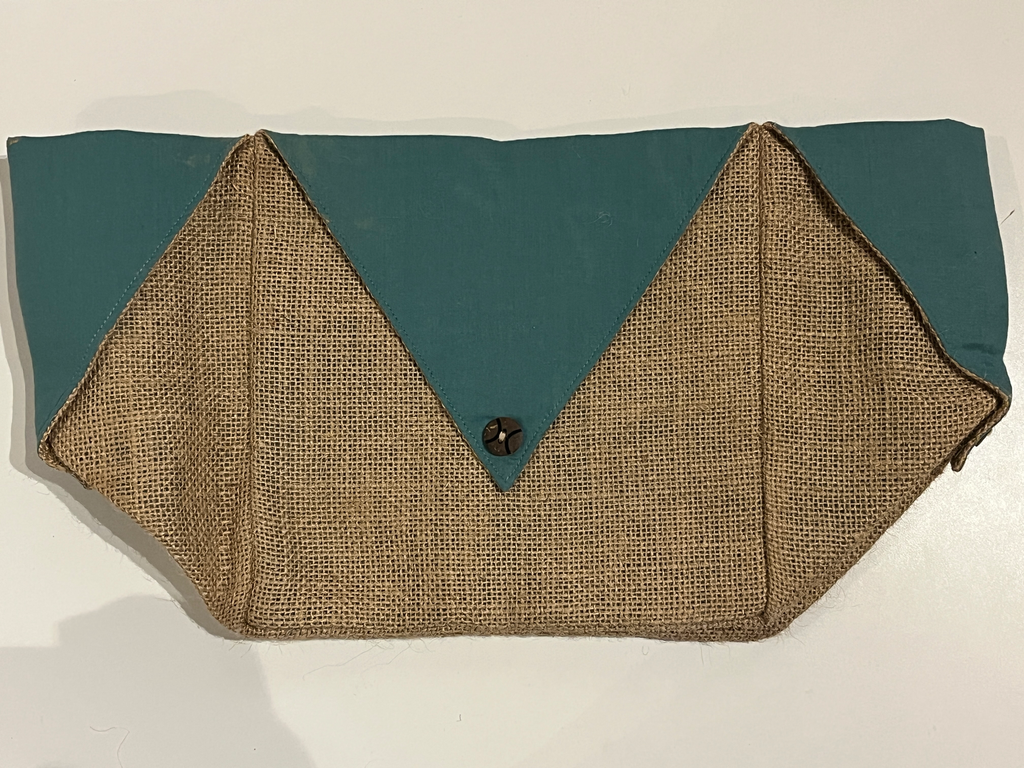 Cesta grande yute con tela verde