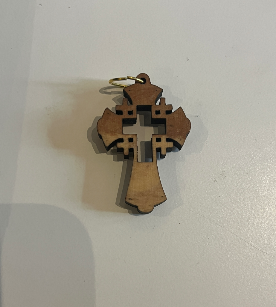 Colgante cruz 3cm. Silueta Cruz ancha Madera de olivo. Palestina