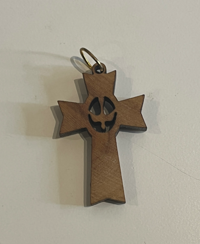 Colgante Cruz Paloma en el centro. Madera de olivo. Palestina.