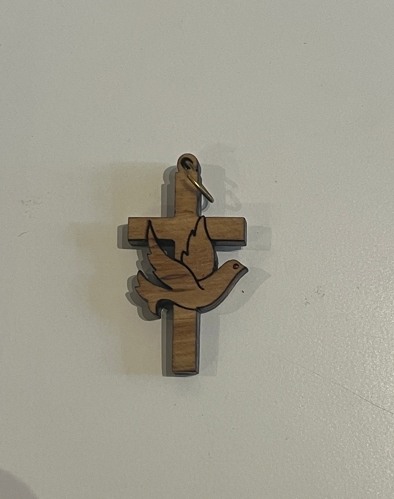 Colgante Cruz. Espiritú Santo. Madera de olivo. Palestina