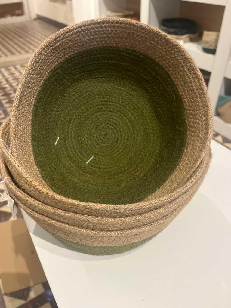 Cesta yute verde 25x10 cm. Bangladesch