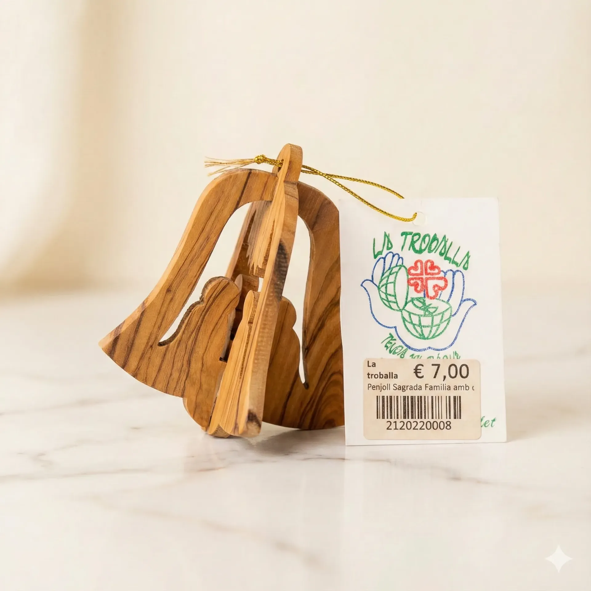 Adorno de Madera de Olivo - Sagrada Familia en Campana