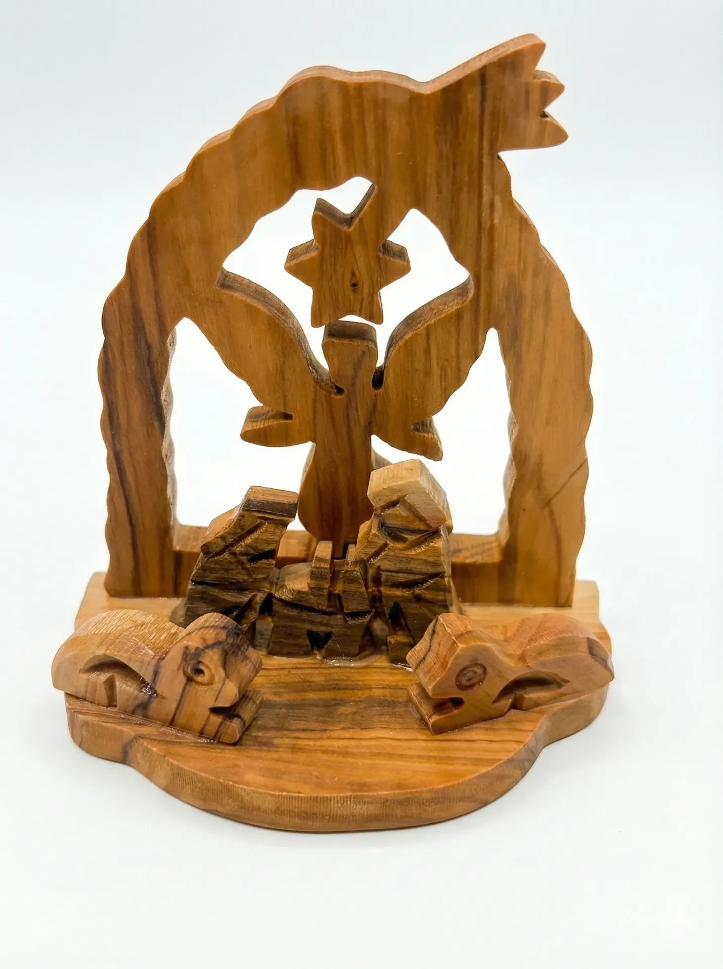 Pequeño Belén Artesanal en Madera de Olivo - Comercio Justo desde Palestina