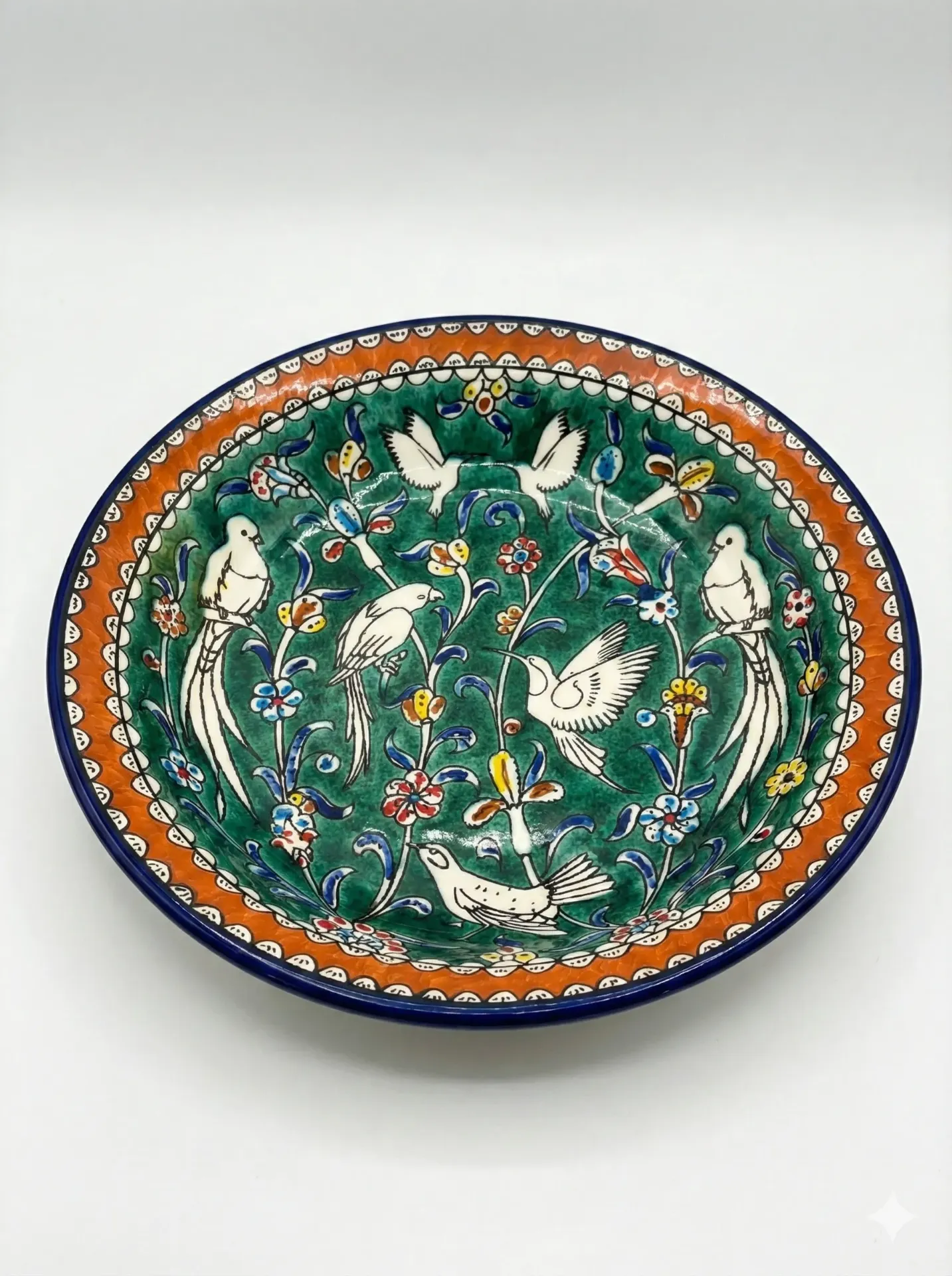 Cerámica de Hebrón Plato Hondo con Motivos de Aves